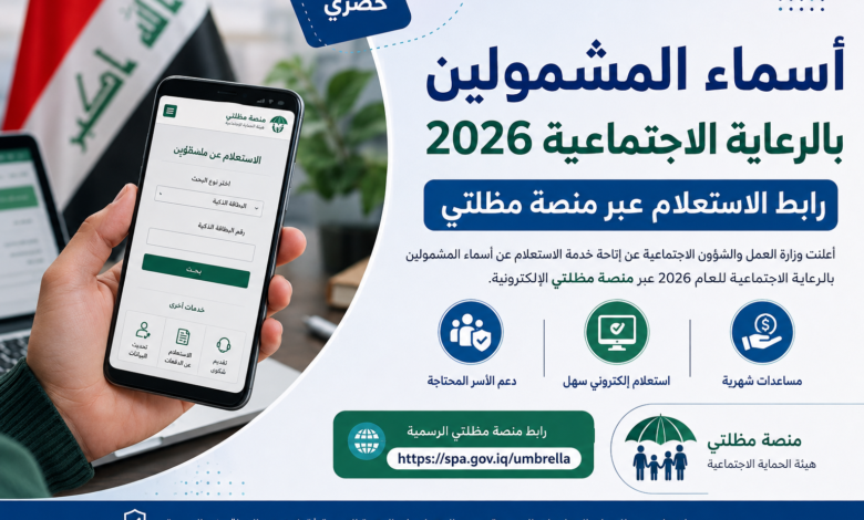 أسماء المشمولين بالرعاية الاجتماعية 2026